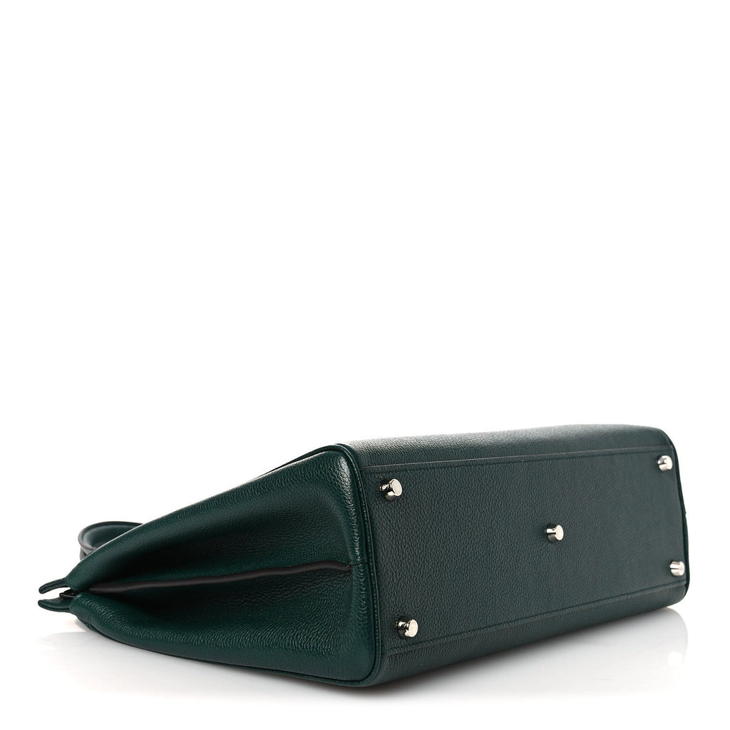 Grainy Calfskin Medium Zumi Top Handle Bag Vintage Green