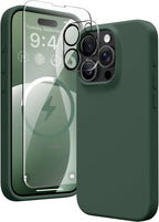 Entronix Bundle Compatible with iPhone 12 Pro - Liquid Silicone Case, 1 Clear Screen Protector & 1 Camera Lens Protector