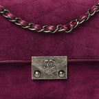 Suede Lambskin Scallop Quilted Medium Pagoda Flap Purple