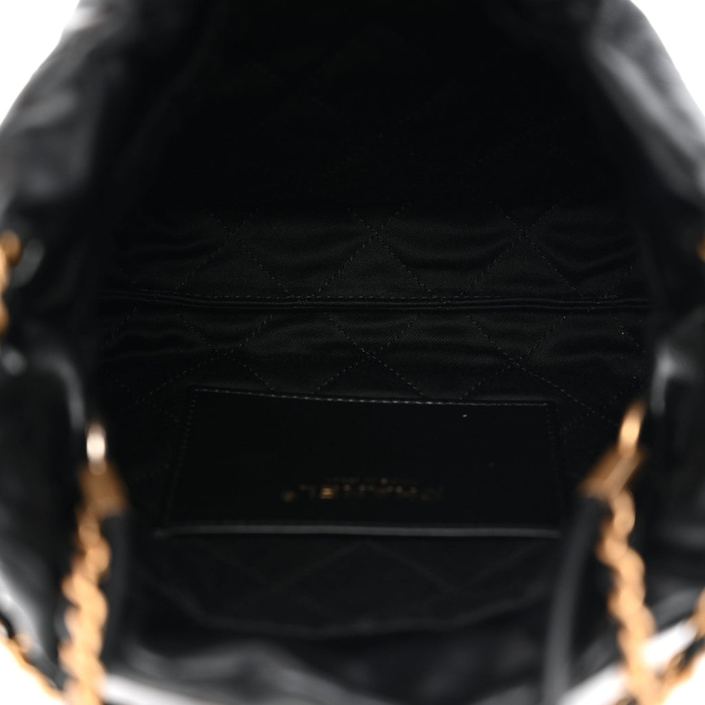 Shiny Calfskin Quilted Mini Chanel 22 Black
