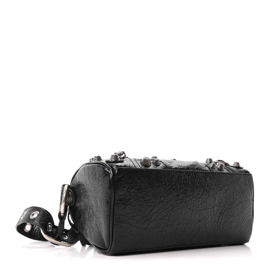 Agneau Arena Mini Le Cagole Duffle Crossbody Bag Black