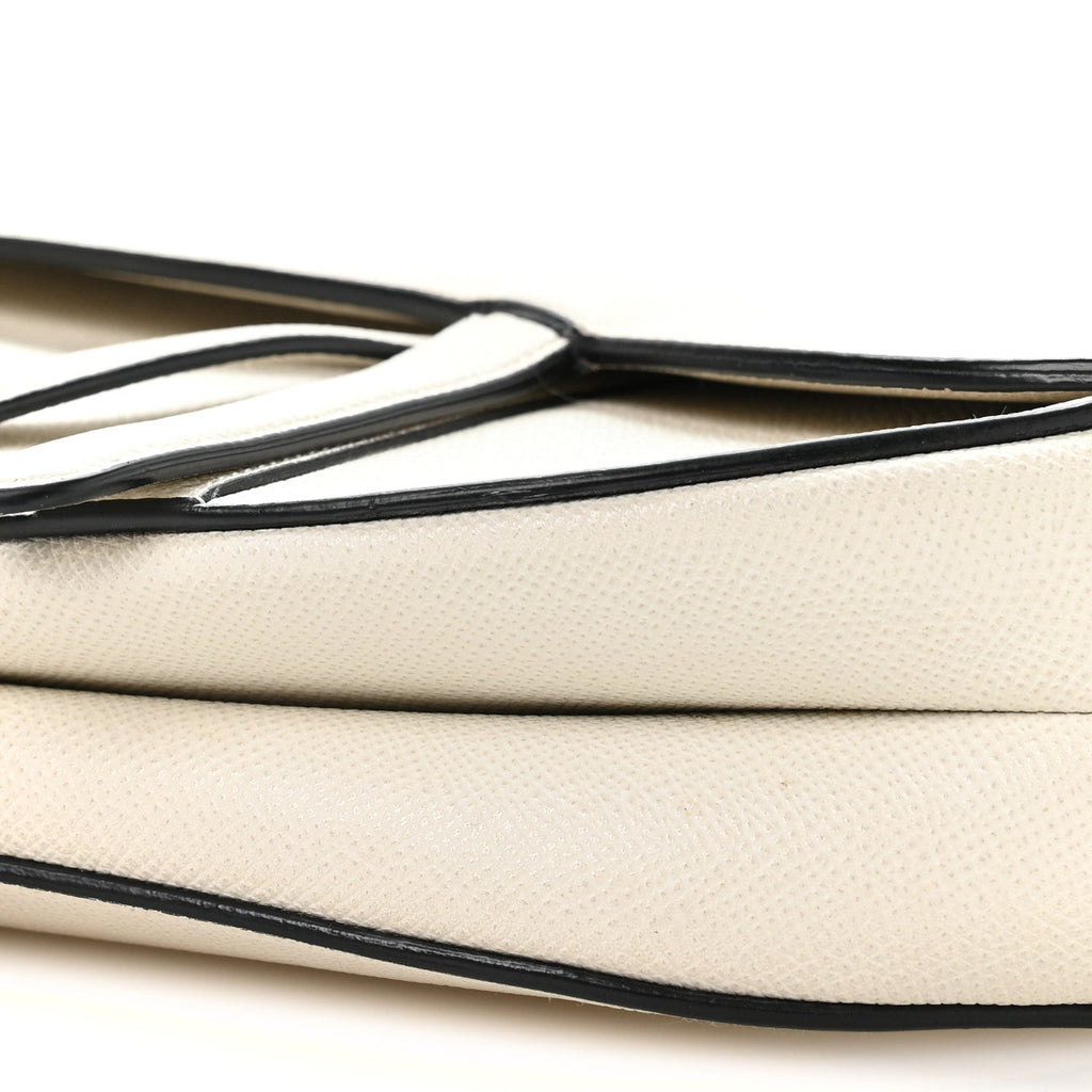 Grained Calfskin Saddle Bag White