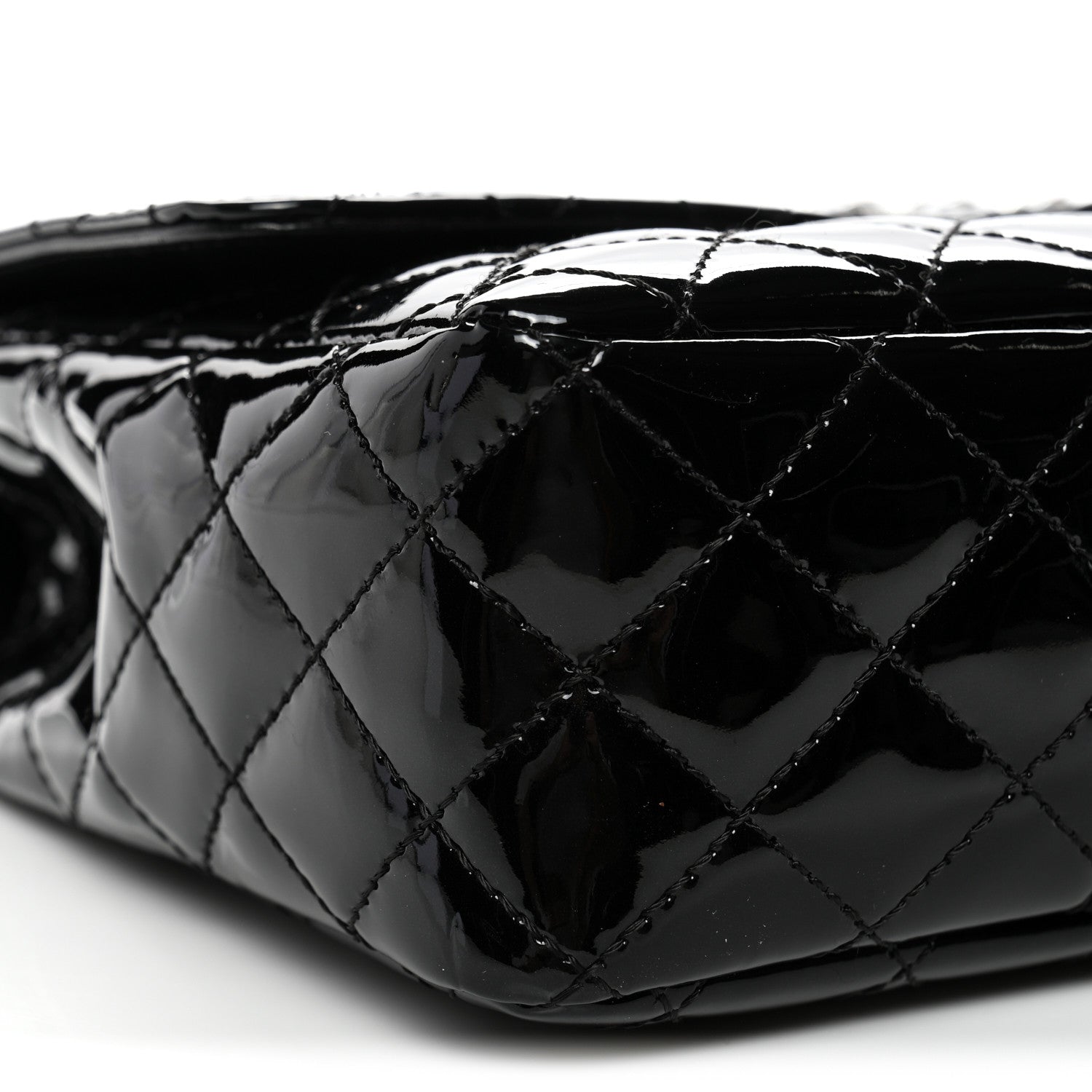 Patent Quilted Secret Label Medium Flap Black