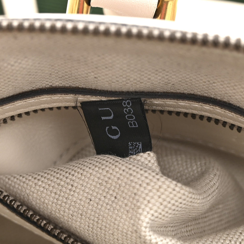 Koi Calfskin Web Mini Bauletto Duffle Top Handle Bag Mystic White
