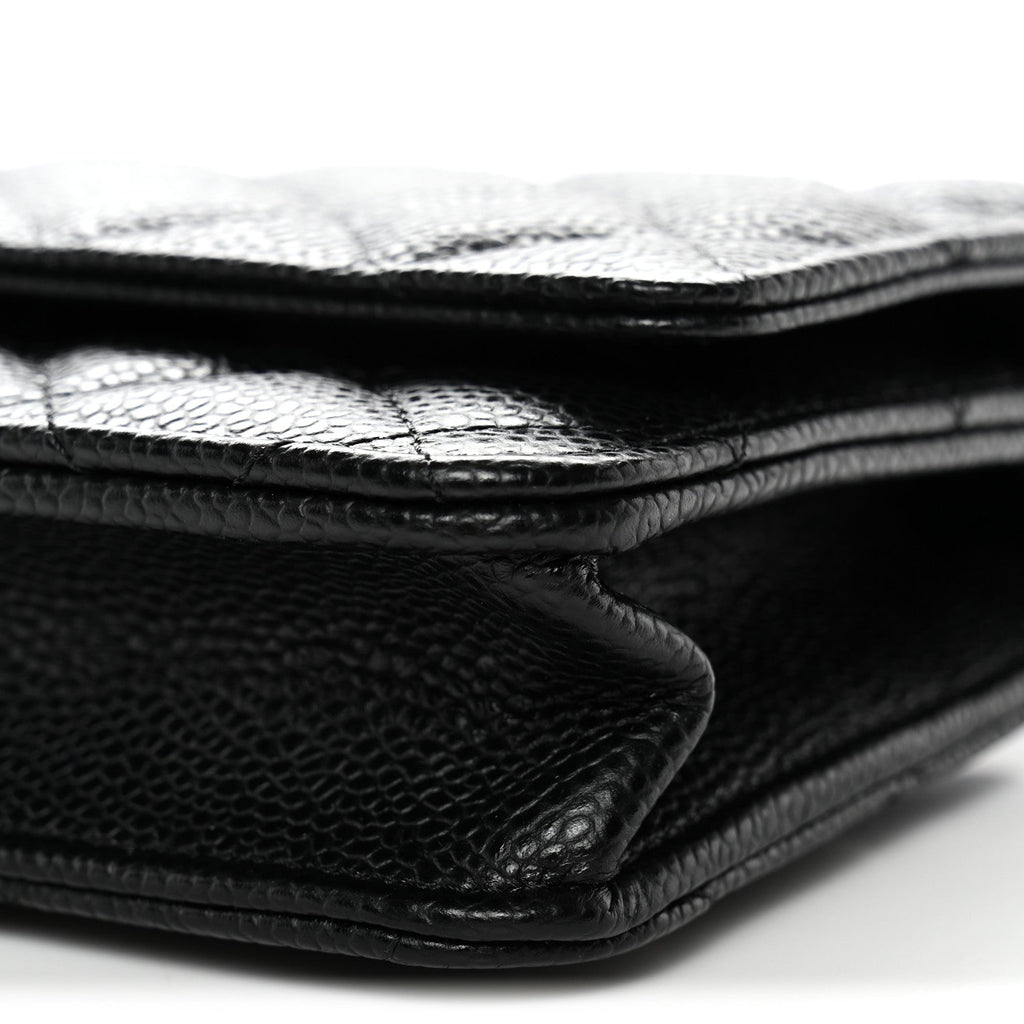 Caviar Quilted Wallet on Chain WOC Black