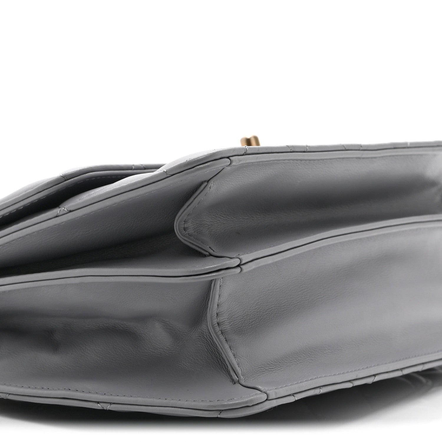 Caflskin Quilted Dual Handle Chain Flap Bag Grey