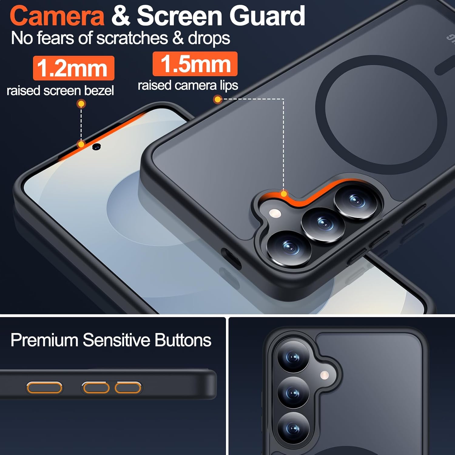 Entronix Bundle Compatible with Galaxy S24 - [Magnetic] Translucent Matte Case & 2 Clear Screen Protectors