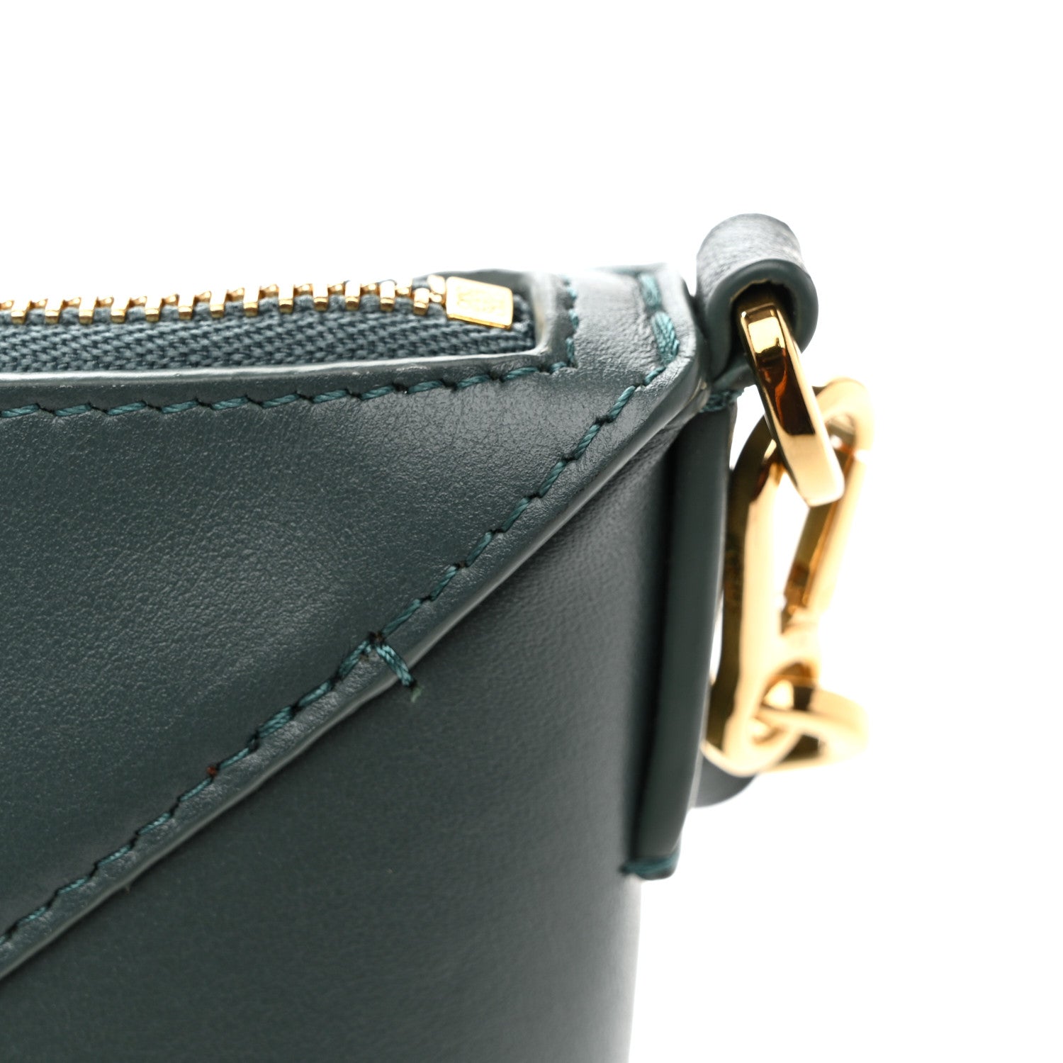 Shiny Calfskin Puzzle Fold Pouch Vetiver