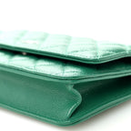 Caviar Quilted Wallet On Chain WOC Green
