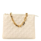 Lambskin Embossed Monogram Coussin PM Beige Cream