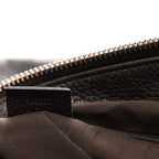 Pebbled Calfskin Large Bamboo Bar Tassel Shoulder Bag Dark Brown