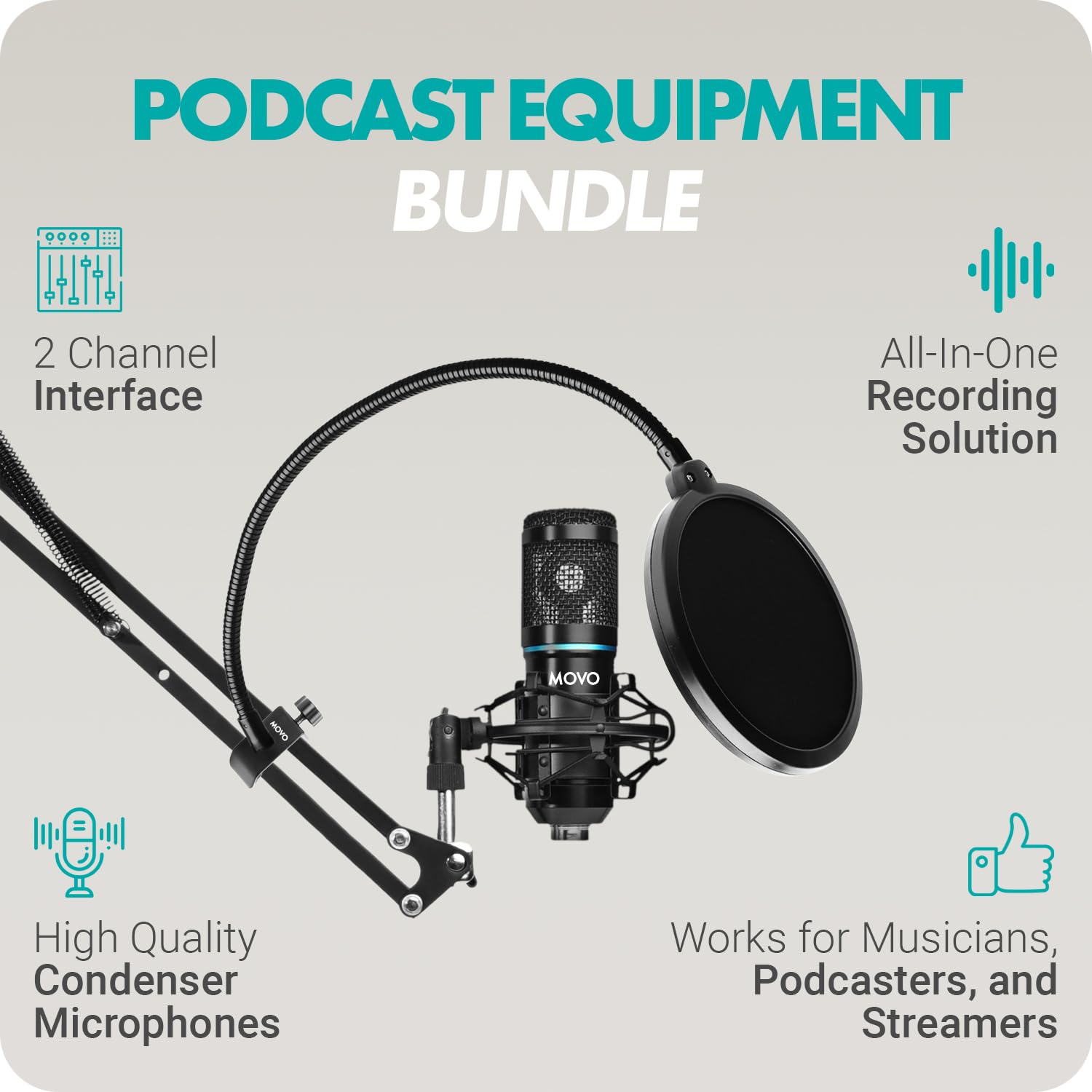 Movo PodKit2A Complete Podcasting Bundle for 2