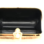 Metallic Nappa Skull Box Clutch Gold