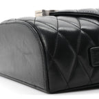 Lambskin Quilted Monogram June Box Bag  Black