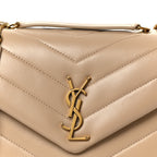 Calfskin Y Quilted Monogram Small Loulou Chain Satchel Dark Beige