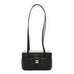 Shiny Caviar Preppy Coco Long Vanity With Strap Black