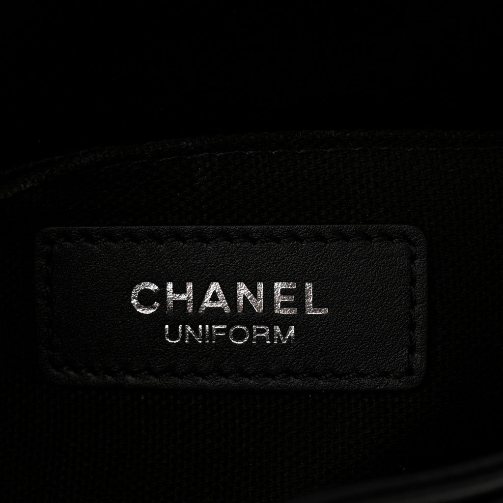 Calfskin Quilted CC Uniform Flap Belt Bag Black