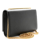 Calfskin Crocodile Embossed Small Classic Monogram Kate Tassel Satchel Black