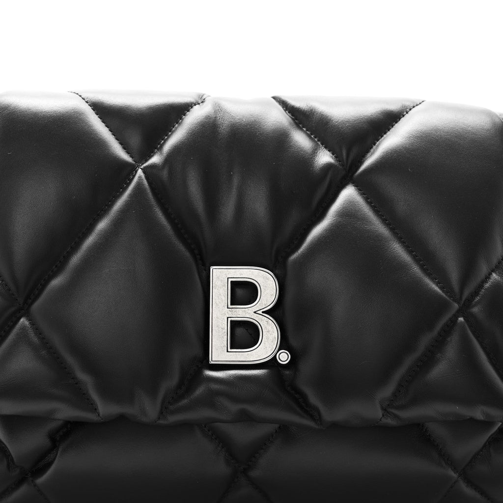 Nappa Calfskin Quilted Touch B Puffy Clutch Black