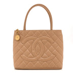 Caviar Quilted Medallion Tote Beige