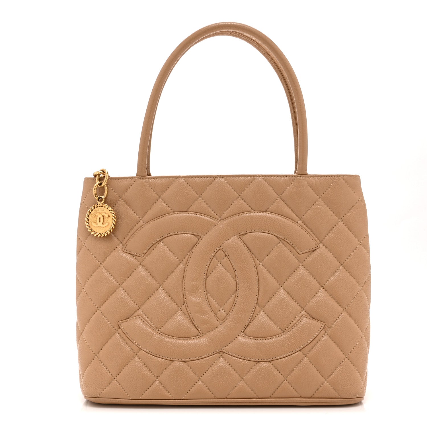 Caviar Quilted Medallion Tote Beige