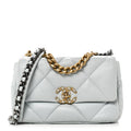Lambskin Quilted Medium Chanel 19 Flap Light Blue