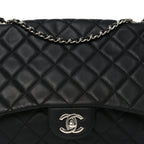 Lambskin Quilted Jumbo Chanel 3 Flap Bag Black
