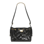 Shiny Crumpled Quilted Mini Chanel 25 Handbag Black