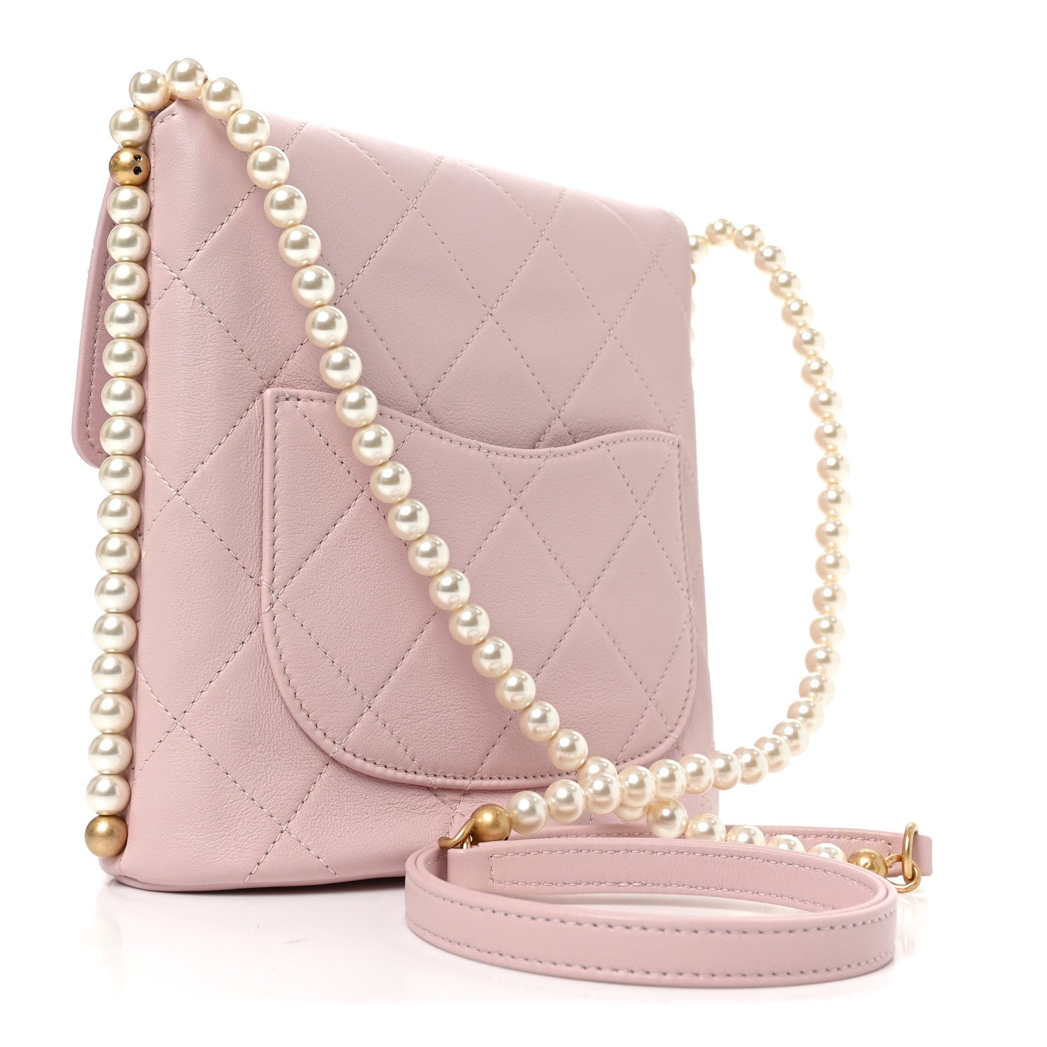 Calfskin Quilted Pearl Small About Pearls Hobo Bag Light Pink