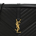 Grain De Poudre Matelasse Chevron Large Monogram Satchel Black