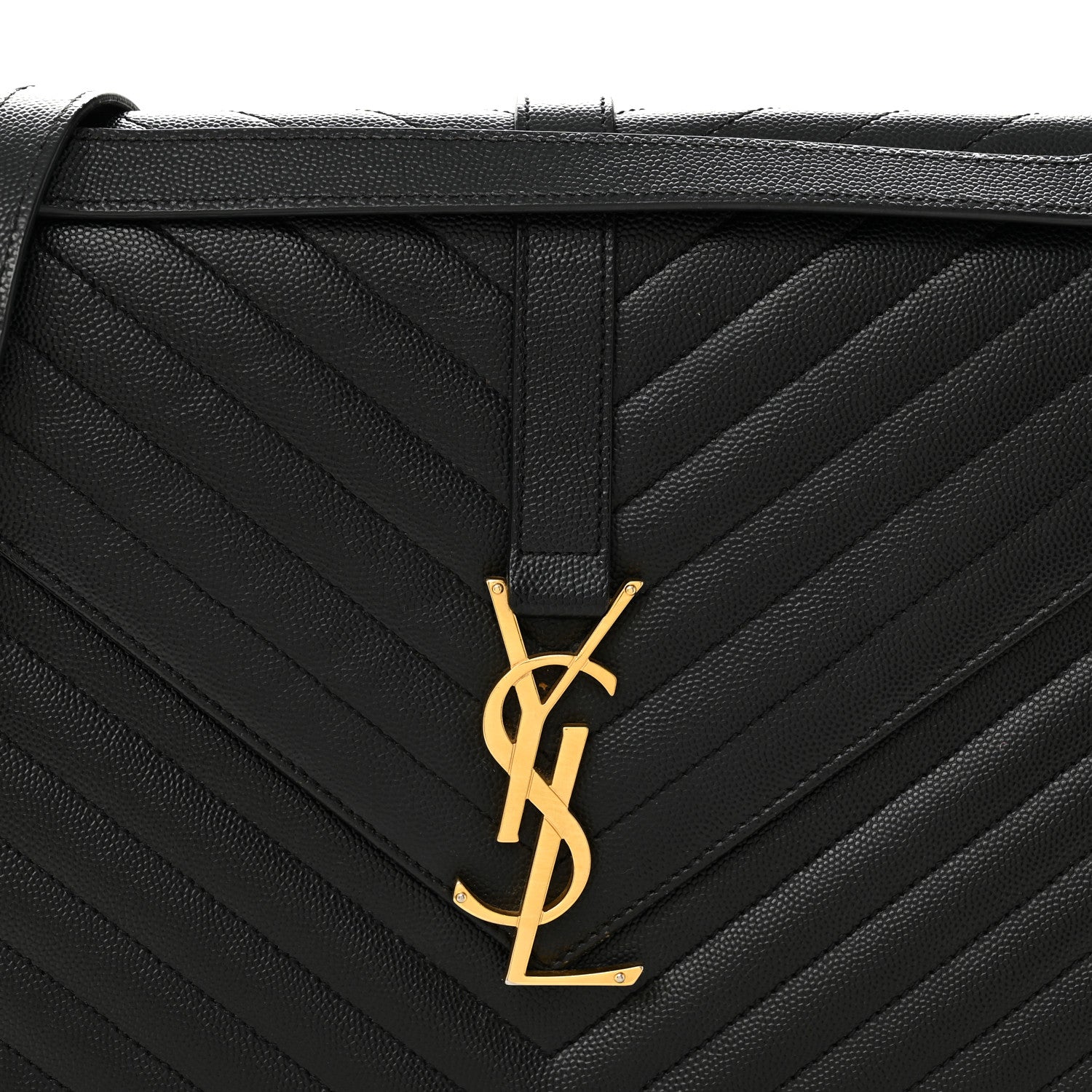 Grain De Poudre Matelasse Chevron Large Monogram Satchel Black