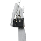 Grained Calfskin Embossed Python Small Sac De Jour Black