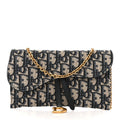 Oblique Saddle Chain Long Wallet Blue