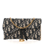 Oblique Saddle Chain Long Wallet Blue