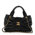 Lambskin Quilted Bow Bag Black