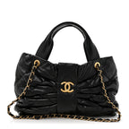 Lambskin Quilted Bow Bag Black