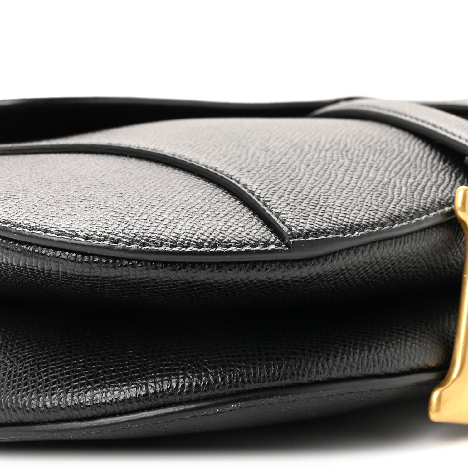 Grained Calfskin Saddle Bag With Strap Black