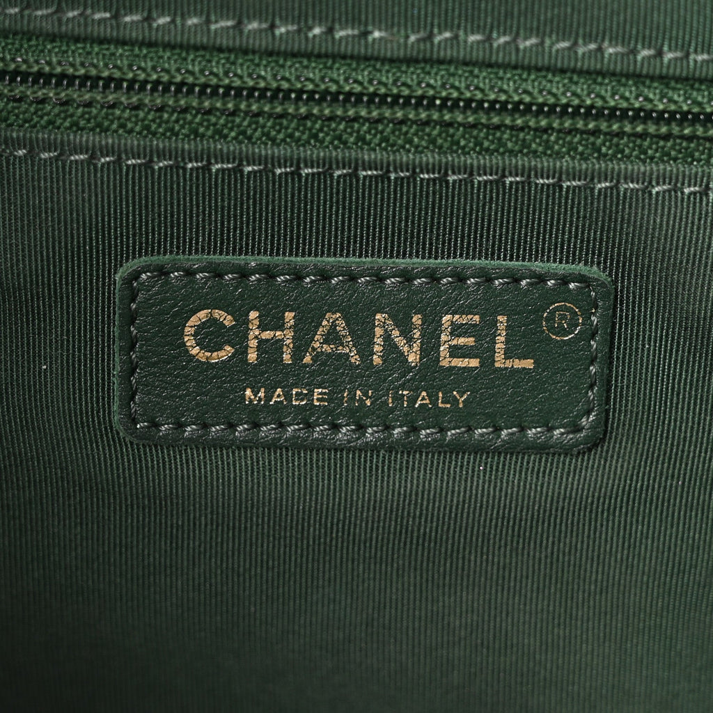 Calfskin Stitched Large Button Up Hobo Dark Green