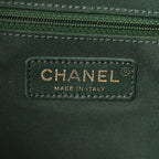 Calfskin Stitched Large Button Up Hobo Dark Green