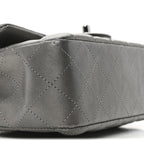 Metallic Lambskin Quilted Mini Rectangular Flap  Dark Grey