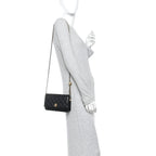 Lambskin Quilted CC Pearl Crush Wallet on Chain WOC Black
