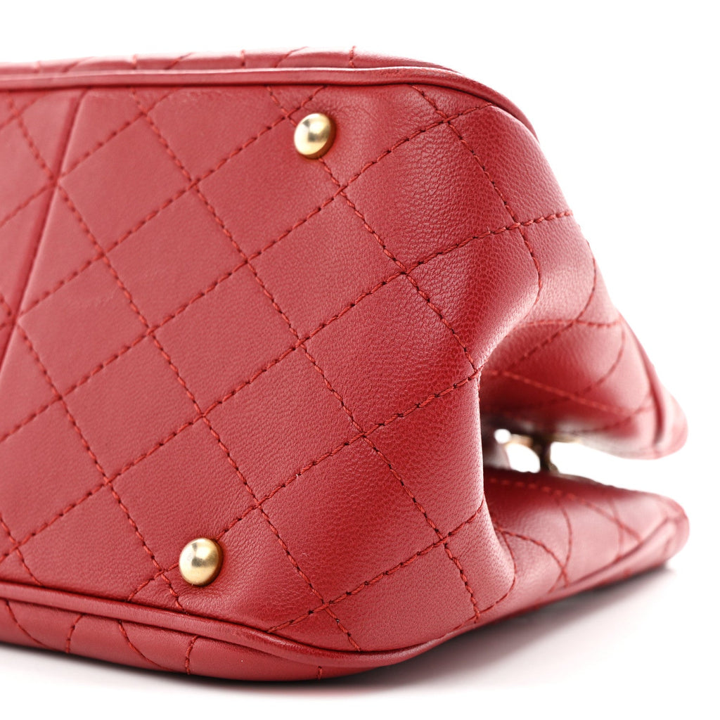 Calfskin Stitched Small Egyptian Amulet Drawstring Bag Red