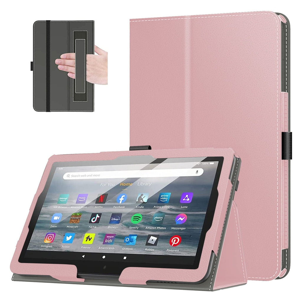 SAHARA - Hand Strap Series Folio Case for Amazon Fire 7 (2022) - Pink
