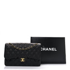 Caviar Quilted Jumbo Double Flap Black