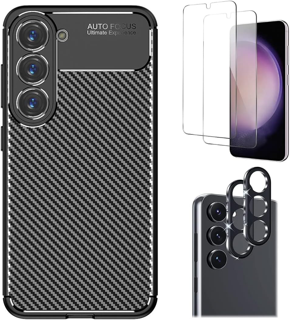 SAHARA - Bundle: Anti-Slip Series Case with Tempered Glass Screen and Camera Protector - Samsung Galaxy S23