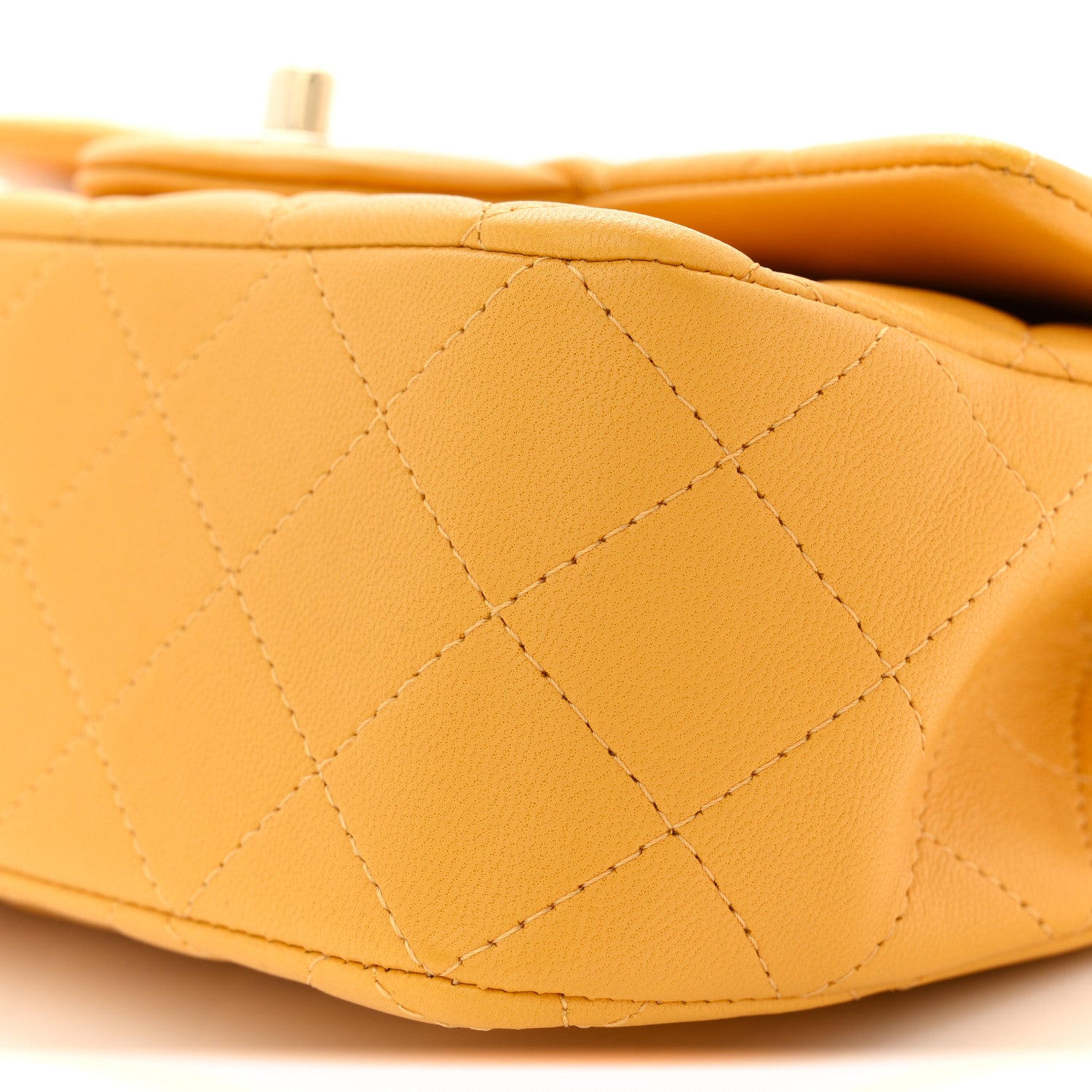 Lambskin Quilted Mini Top Handle Rectangular Flap Yellow