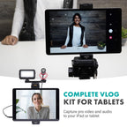 Movo Tablet Vlogging Kit for iPad with Mic, Light, Full-Size Tripod