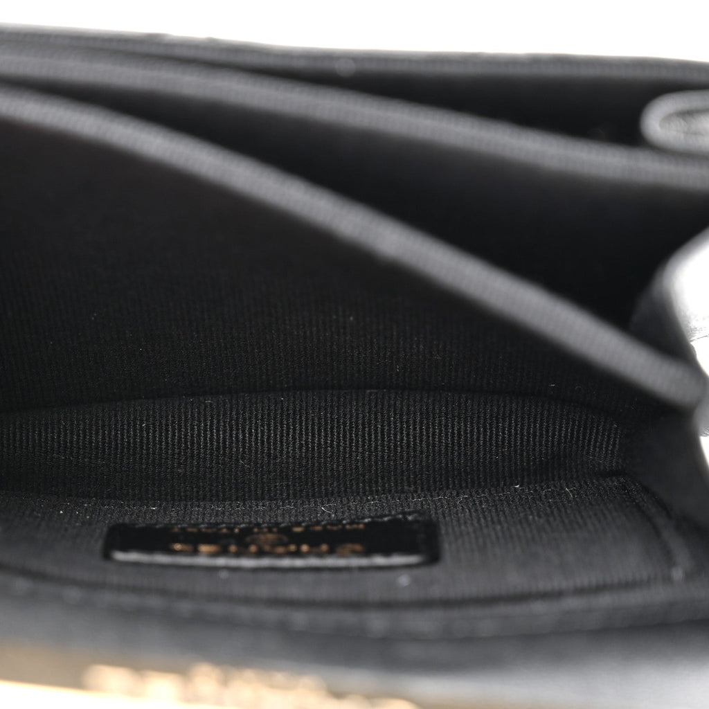 Lambskin Quilted Top Handle Flap Clutch With Chain Black