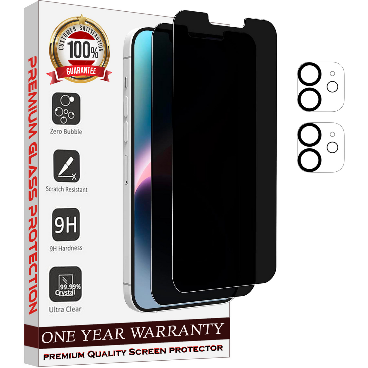 Entronix Anti-Spy Privacy Screen Protector & Camera Lens Protector Compatible with iPhone 11 - 4-Piece Combo