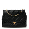 Lambskin Quilted Side Flap Black